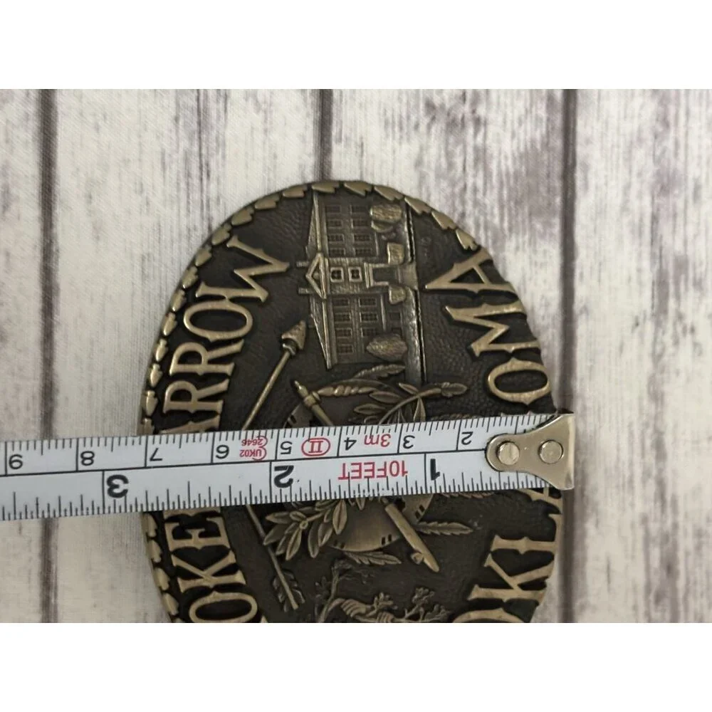 Estate Brass Broken Arrow Oklahoma Native American Peace Pipe Belt Buckle
